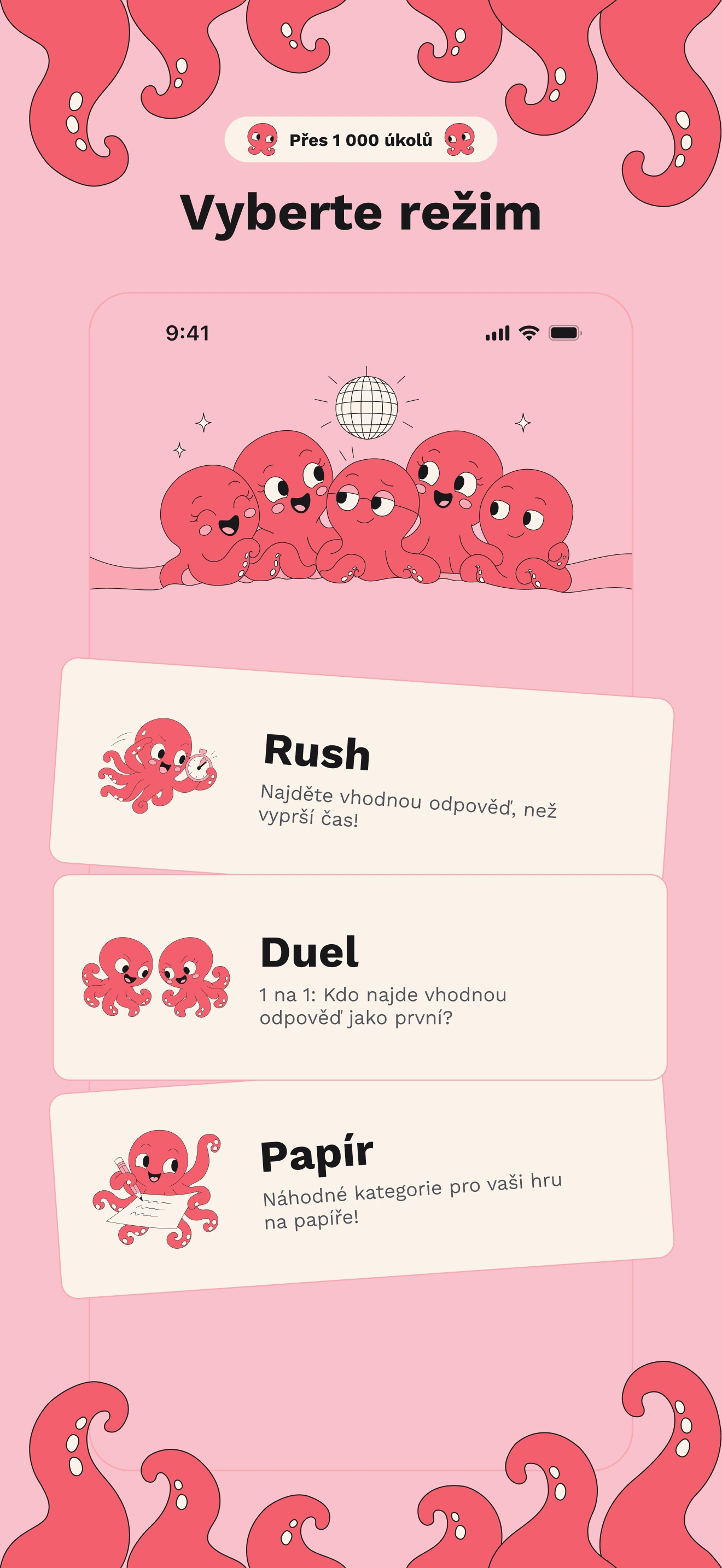 Otodama: výběr režimů Rush, Duel a Papír