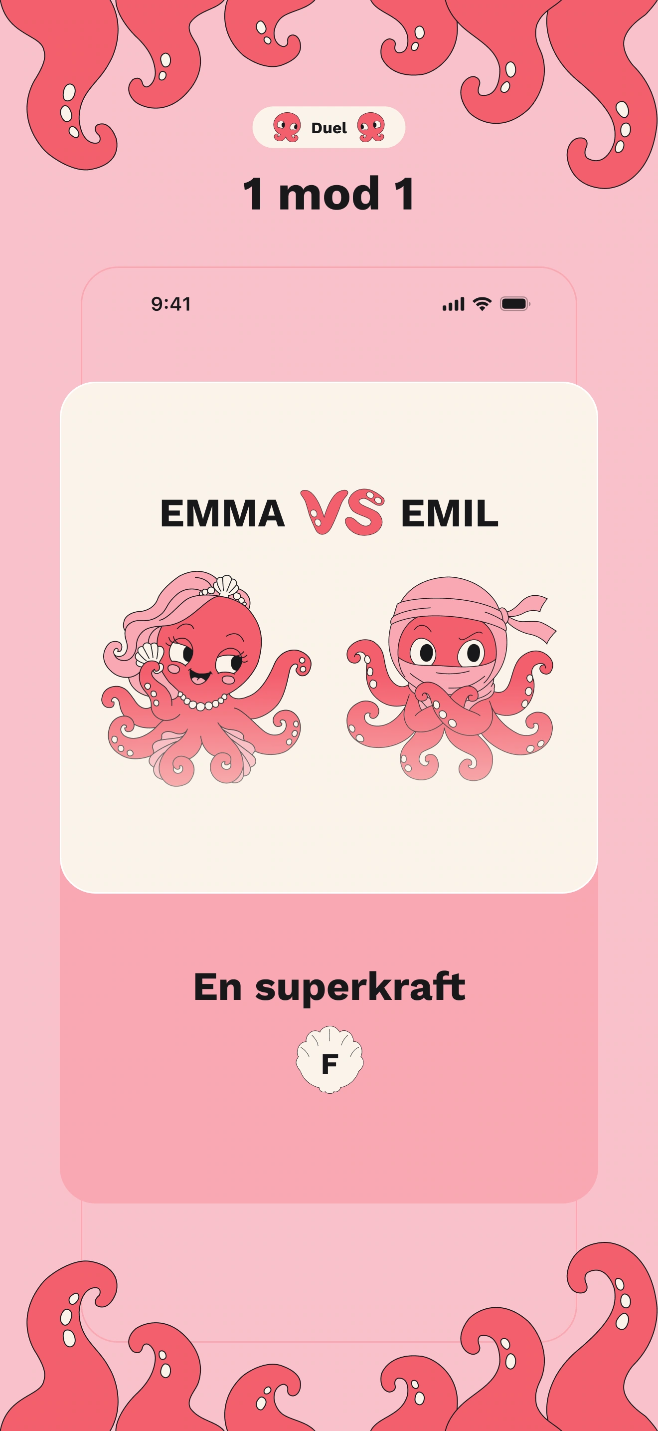 Duel: to spillere med samme kategori og bogstav