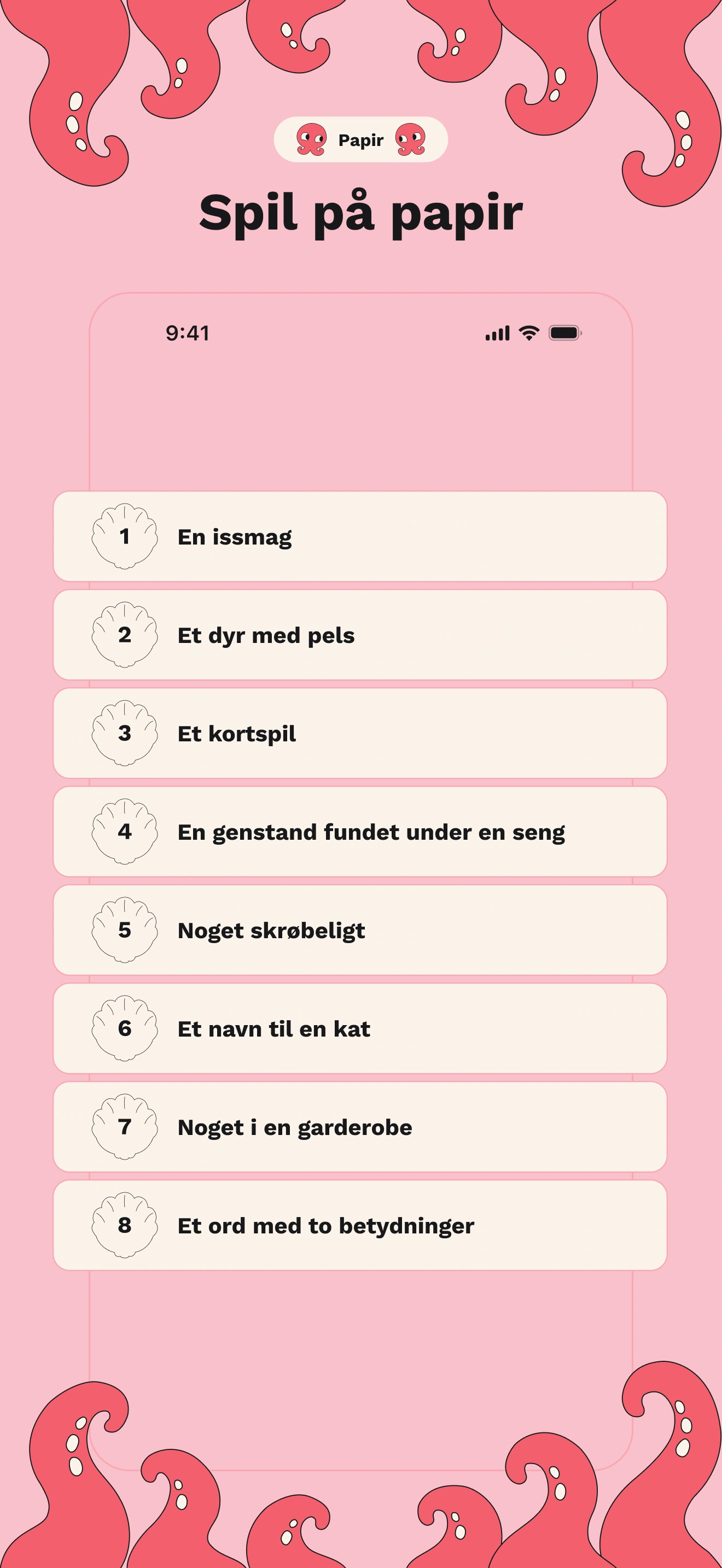 Papir: otte kategorier til spil med pen og papir