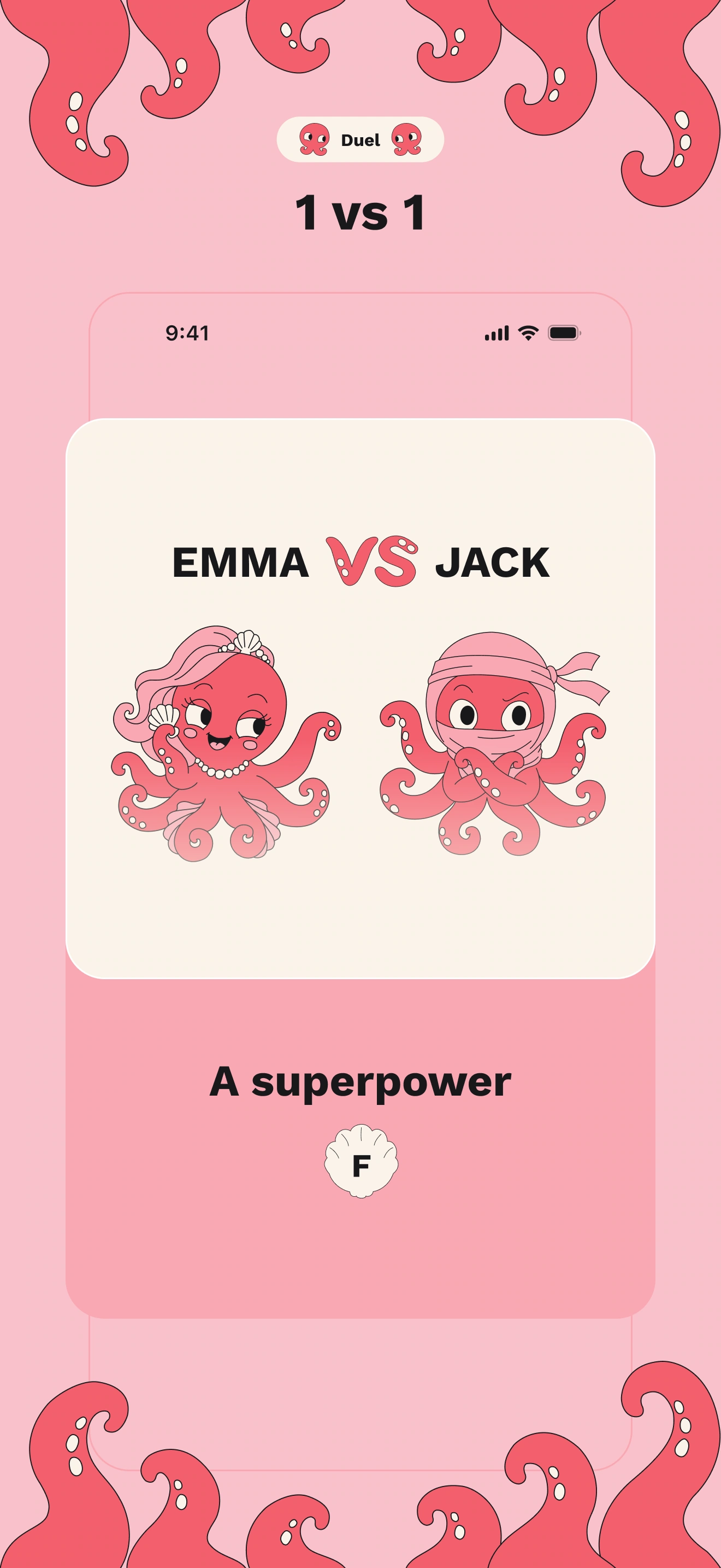 Duel: Anna versus Tim with a category and letter