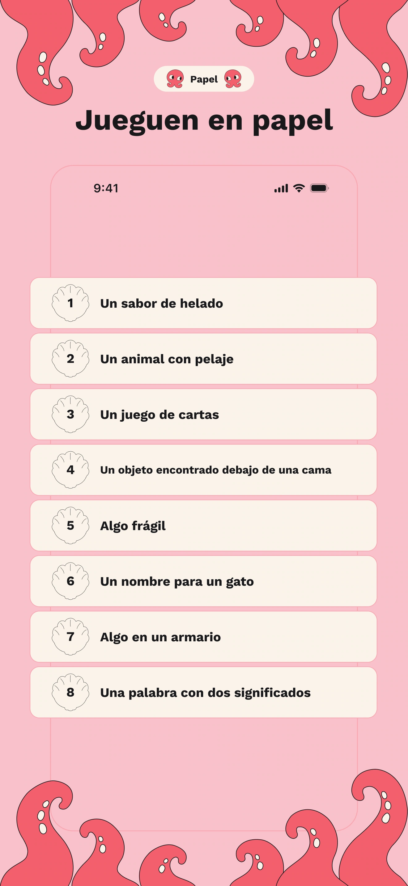 Papel: ocho categorías para escribir y jugar