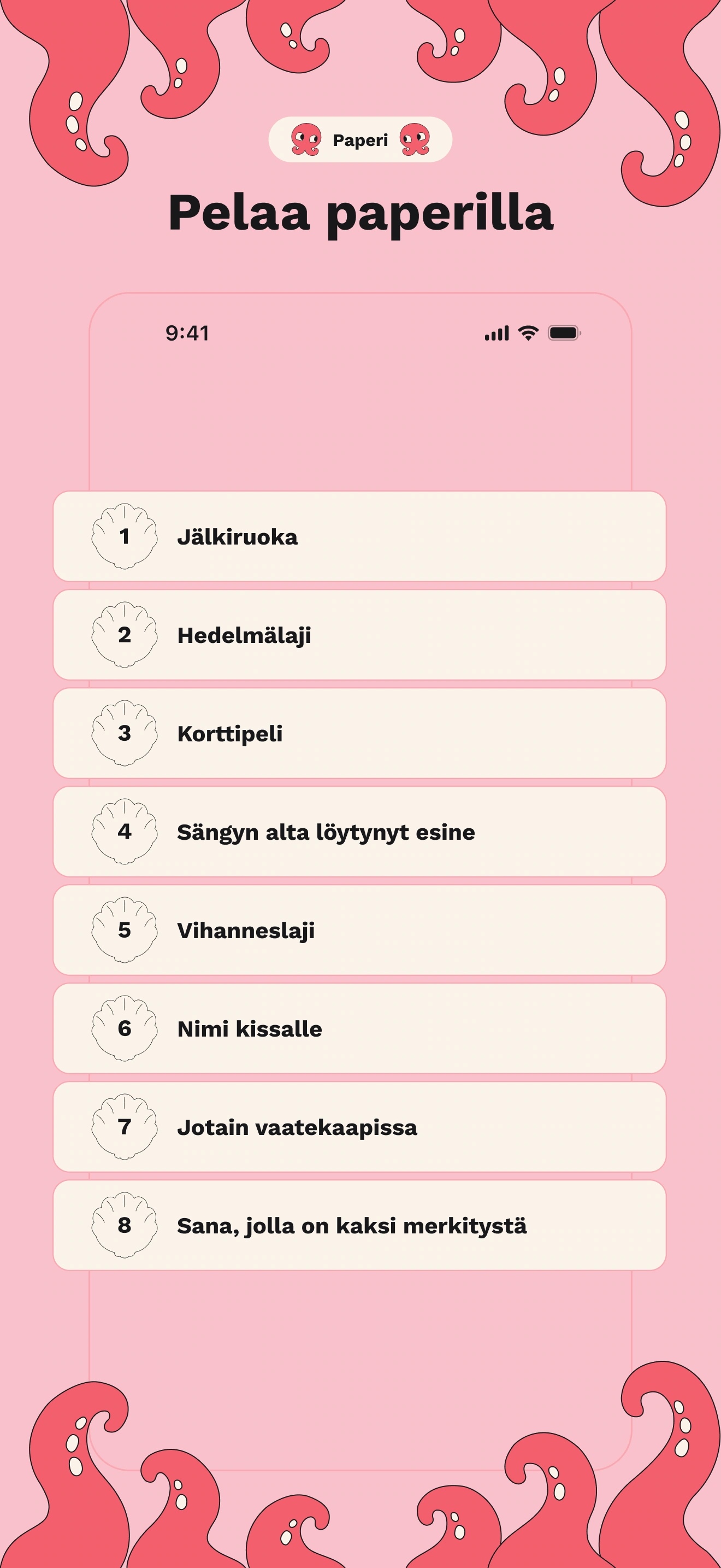 Paperi: kahdeksan kategoriaa paperilla pelattavaksi