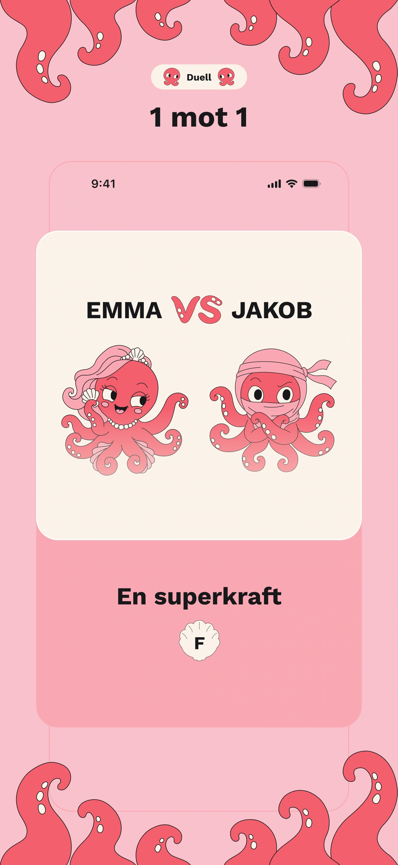 Duell: to spillere med samme kategori og bokstav