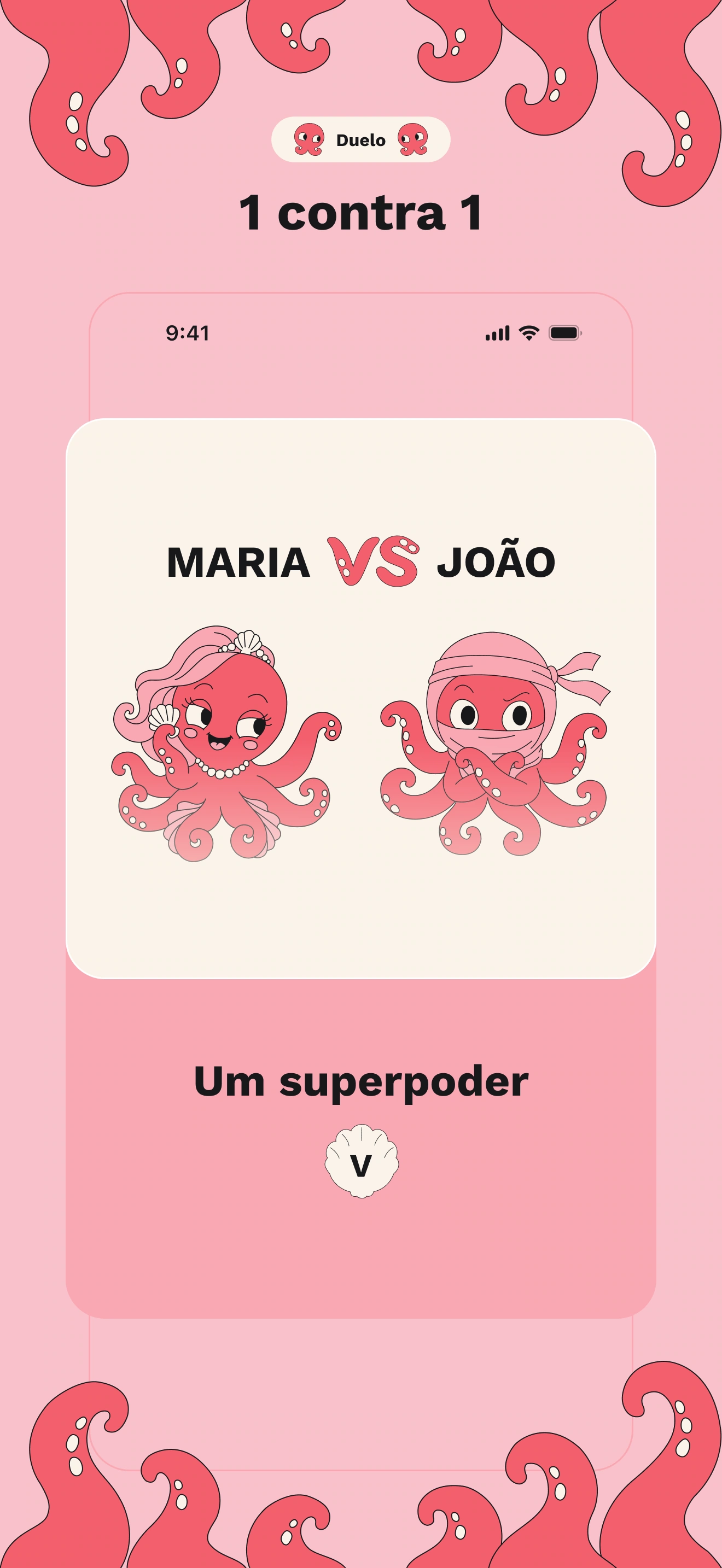 Duelo: duas pessoas com a mesma categoria e letra