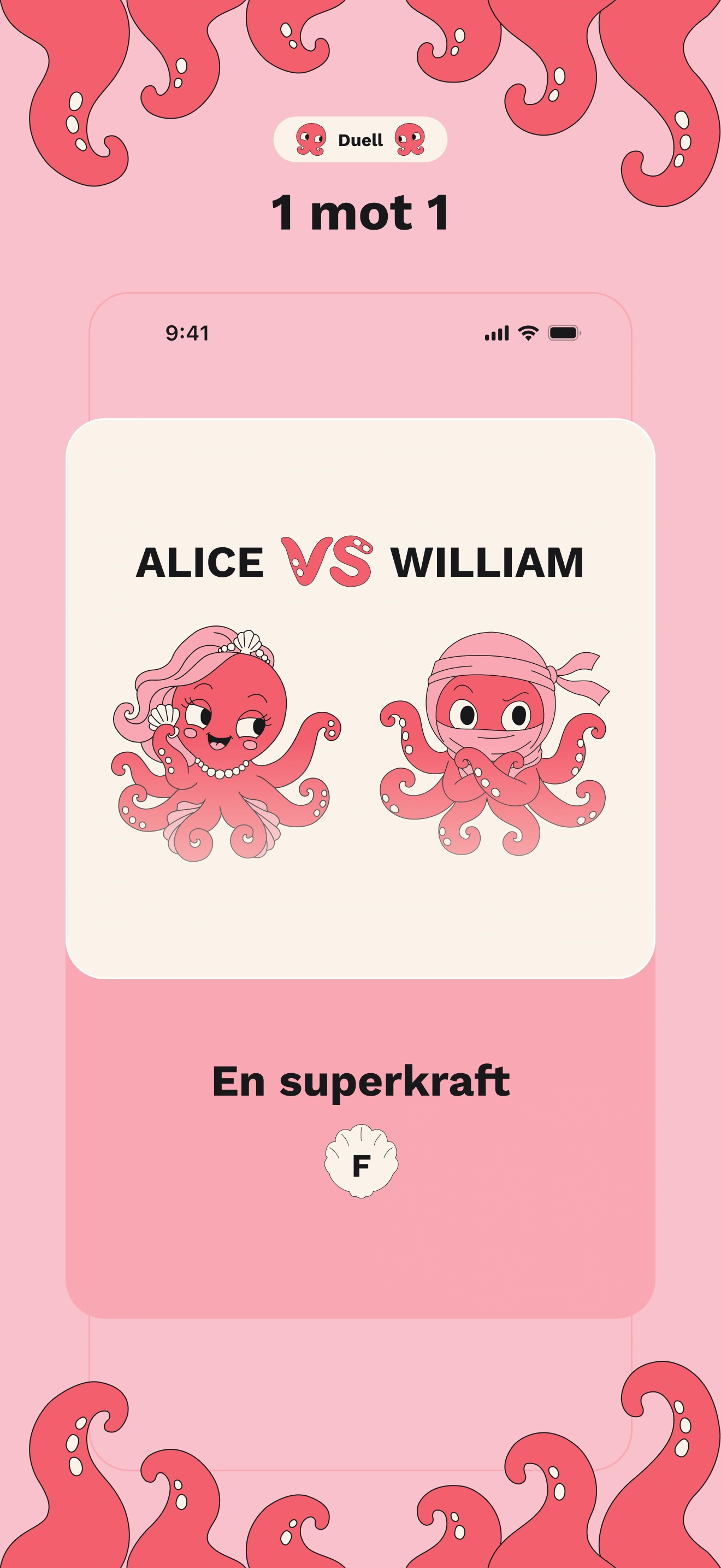 Duell: två spelare med samma kategori och bokstav